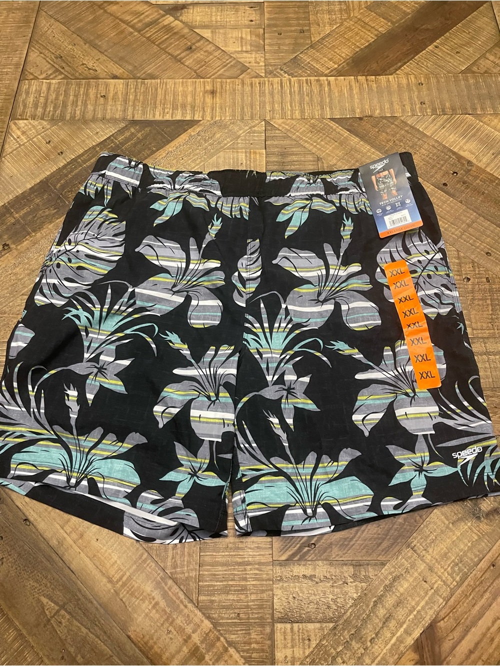 Speedo Men's Tech Volley Swim Shorts NWT Black Tropical Floral XXL 38/40